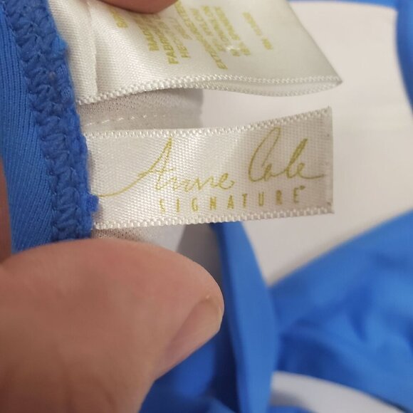 Anne Cole Women's Blue Underwire Halter Neck Tie Back Bikini Top Size S - Picture 4 of 6